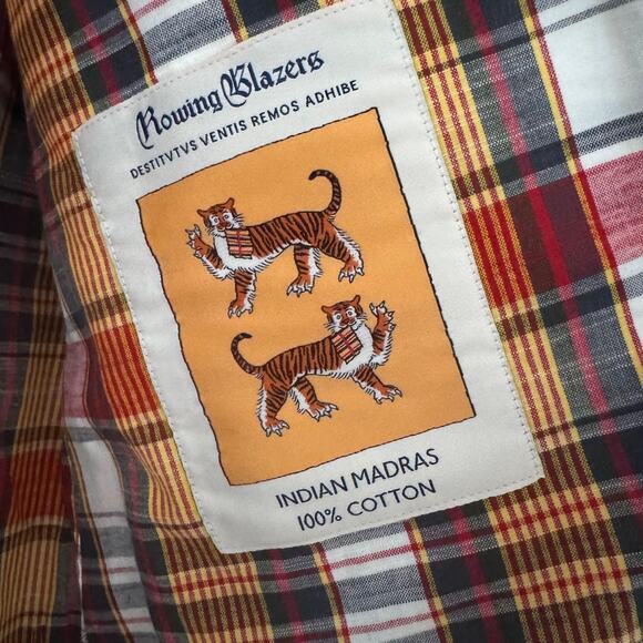 Rowing Blazers New York Indian Madras Multicolor Plaid Blazer Sports Coat Small - Picture 7 of 8